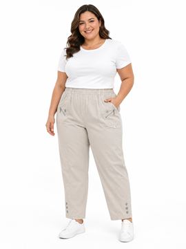 Immagine di STRETCH TROUSER WITH ELASTIC WAIST - COTTON